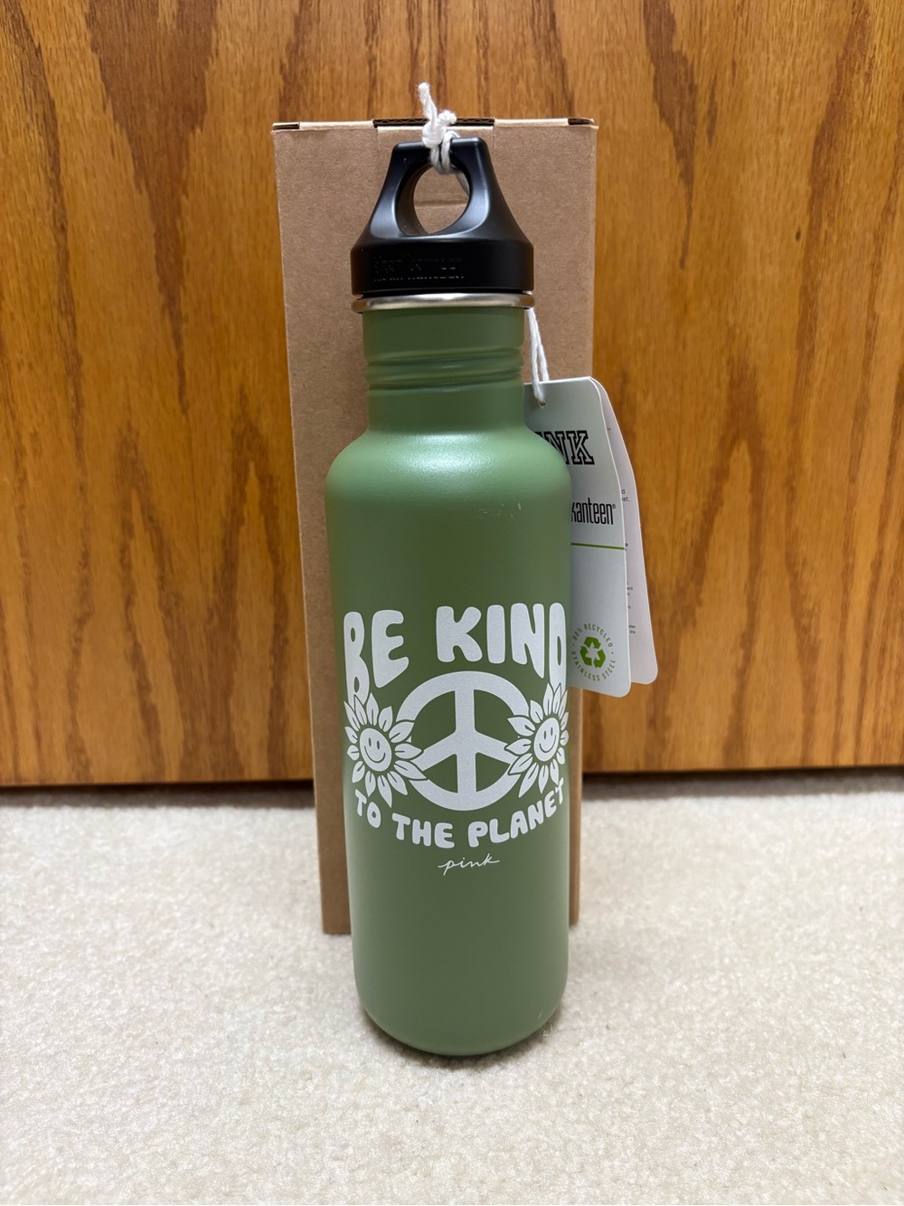 PINK Victoria's Secret Olive Green 'Be Kind to the Planet' Bottle